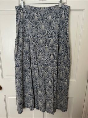 NWT Laffaire Women's Blue Patterned Tiered Maxi  - XL